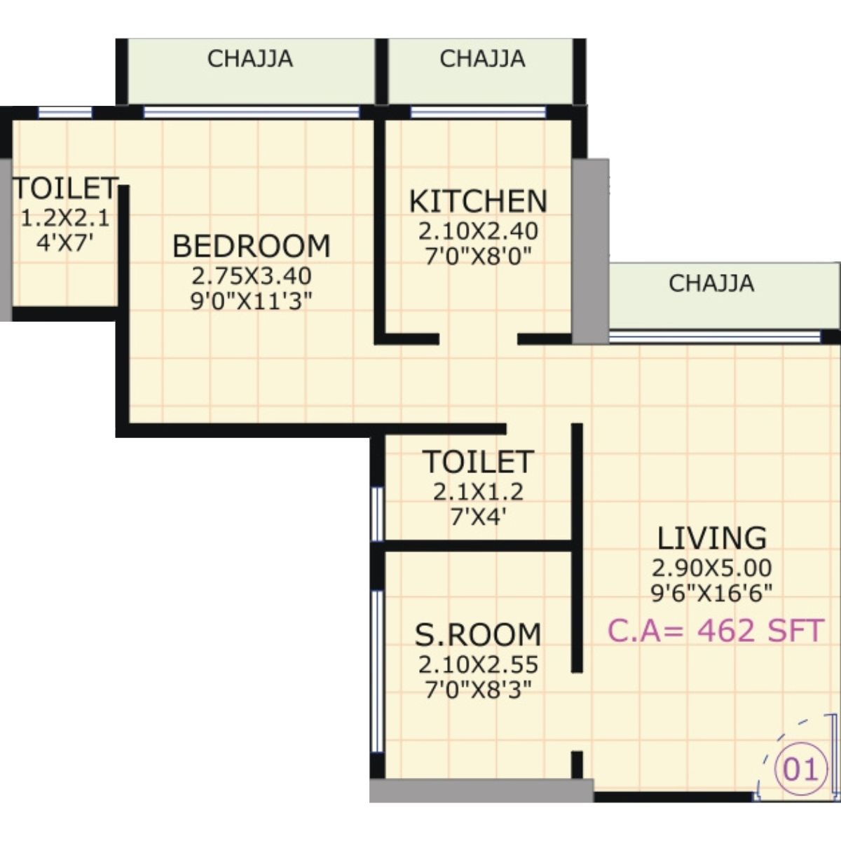 Gami-Jade-Floor-Plan-1.5-BHK-Unit-1-462-Sqft