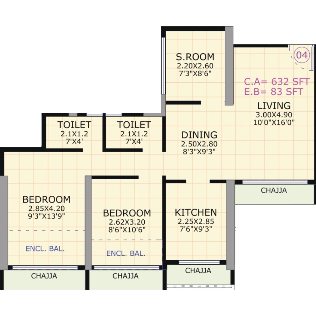 Gami-Jade-Floor-Plan-2.5-BHK-Unit-4-632-Sqft