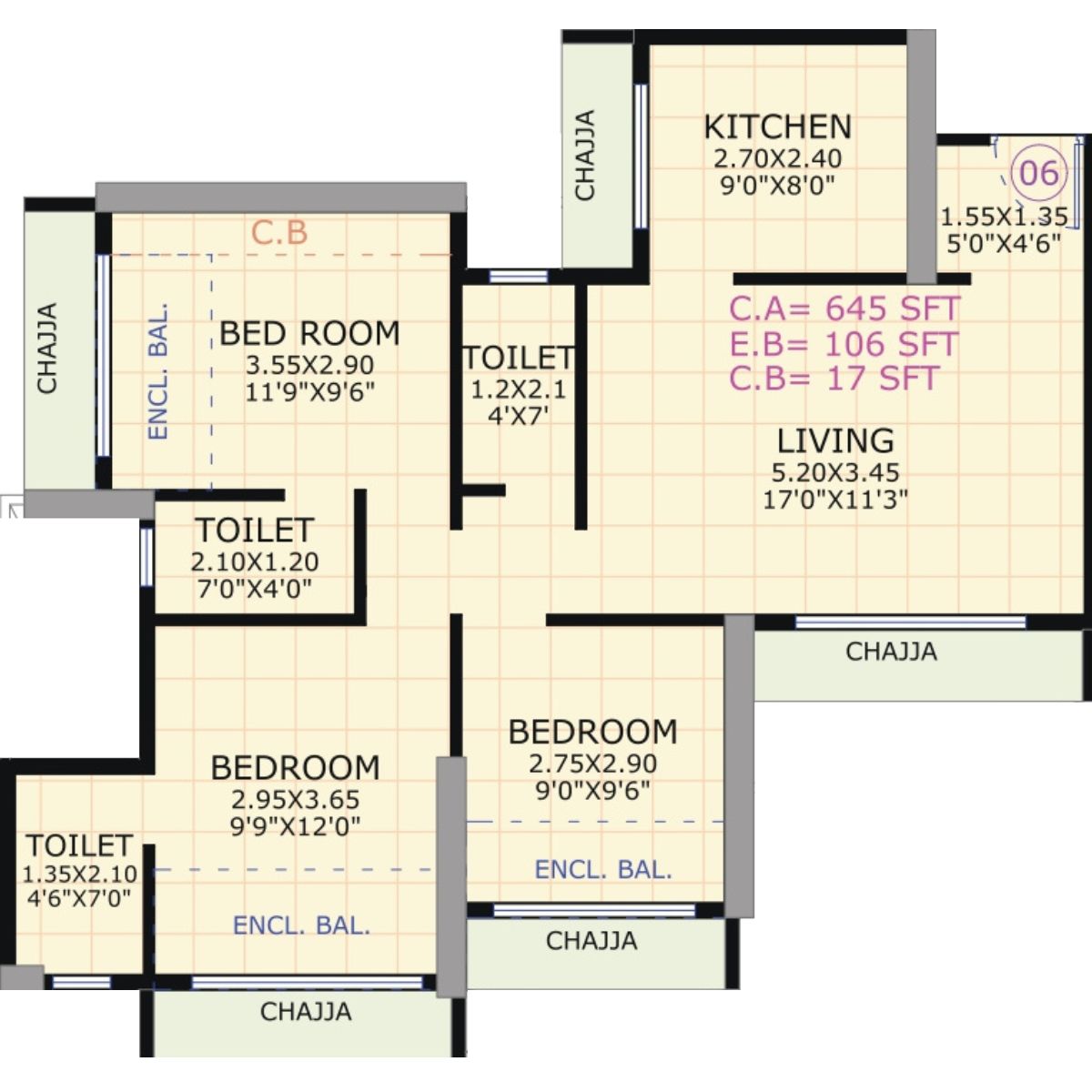 Gami-Jade-Floor-Plan-3-BHK-Unit-6-645-Sqft